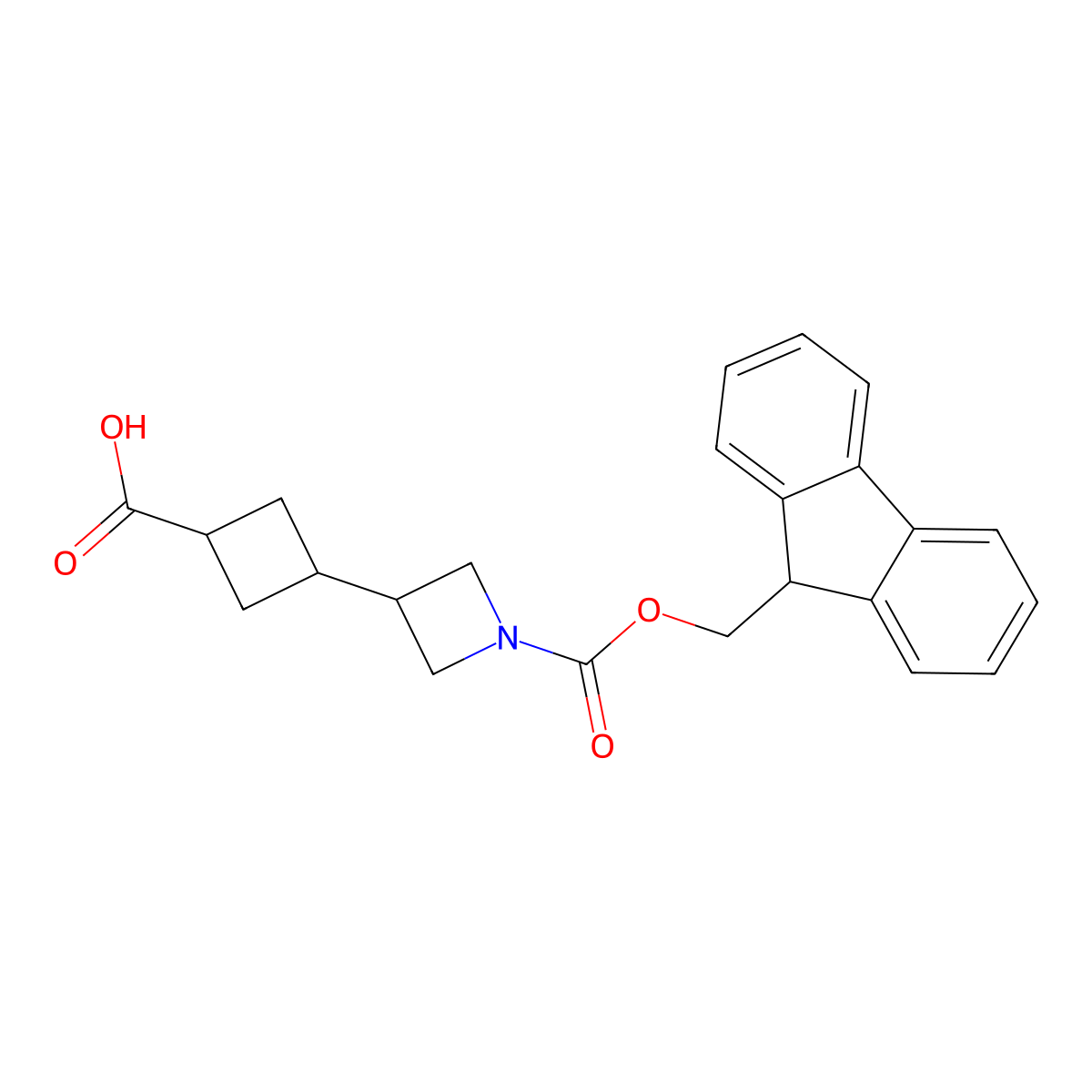 3-(1-{[(9H-fluoren-9-yl)methoxy]carbonyl}azetidin-3-yl)cyclobutane-1-carboxylic acid molecular structure, CAS 2137787-80-3
