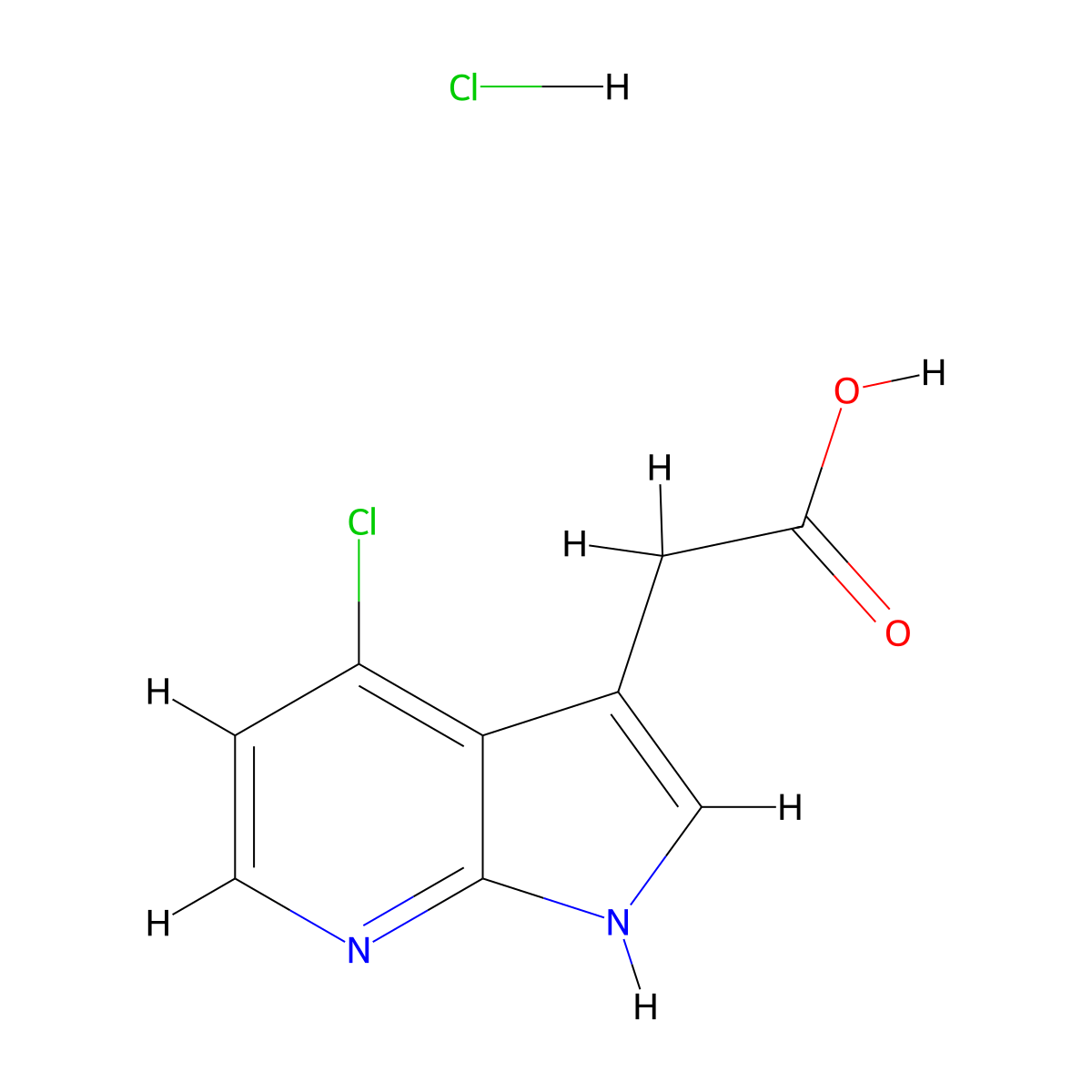 2-{4-chloro-1H-pyrrolo[2,3-b]pyridin-3-yl}acetic acid hydrochloride molecular structure, CAS 2137787-99-4