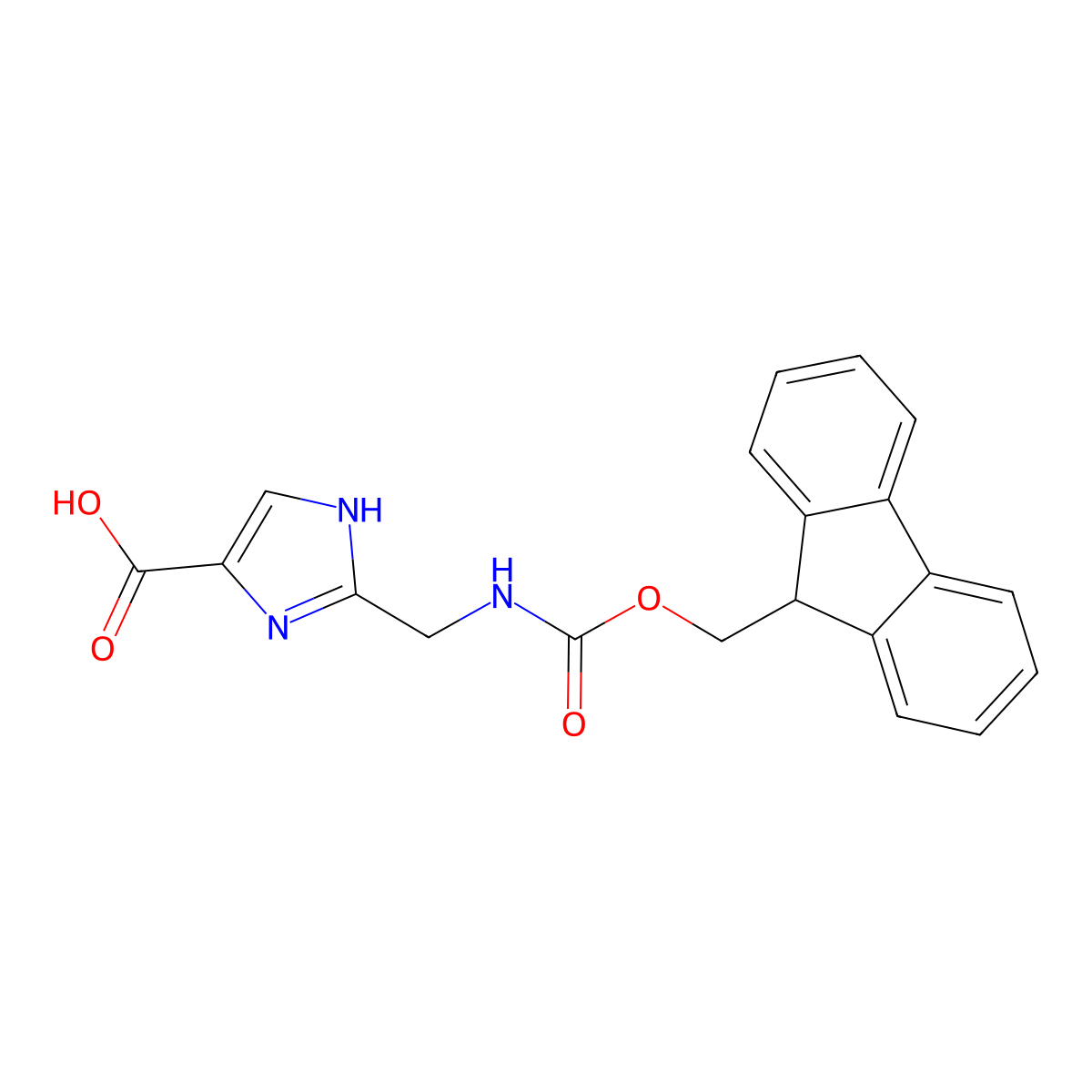 2-[({[(9H-fluoren-9-yl)methoxy]carbonyl}amino)methyl]-1H-imidazole-4-carboxylic acid molecular structure, CAS 2137788-01-1