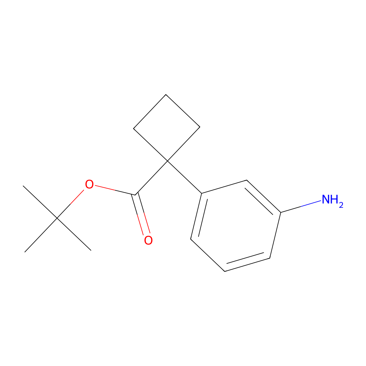 Tert-butyl 1-(3-aminophenyl)cyclobutane-1-carboxylate molecular structure, CAS 2137788-03-3