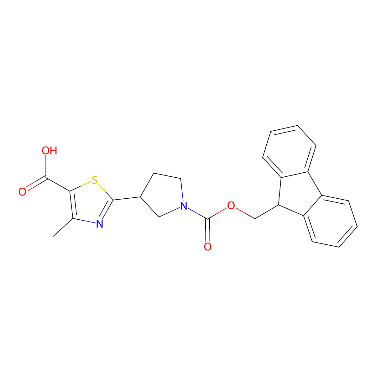 2-(1-{[(9H-fluoren-9-yl)methoxy]carbonyl}pyrrolidin-3-yl)-4-methyl-1,3-thiazole-5-carboxylicacid molecular structure, CAS 2137789-73-0
