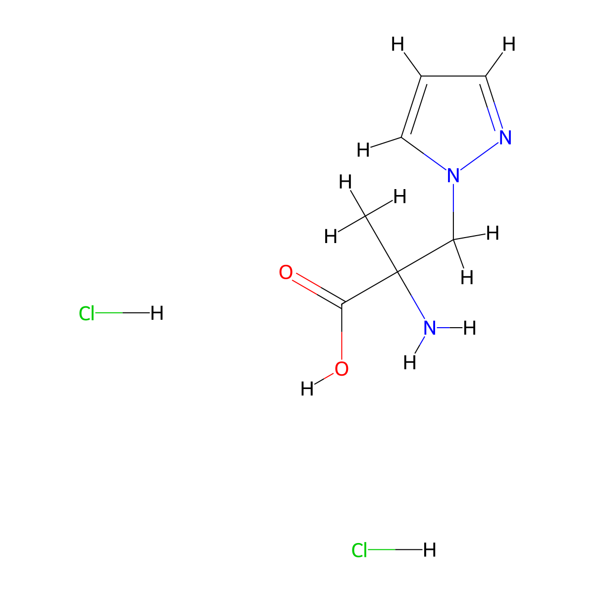2-amino-2-methyl-3-(1H-pyrazol-1-yl)propanoic acid dihydrochloride molecular structure, CAS 2137790-24-8