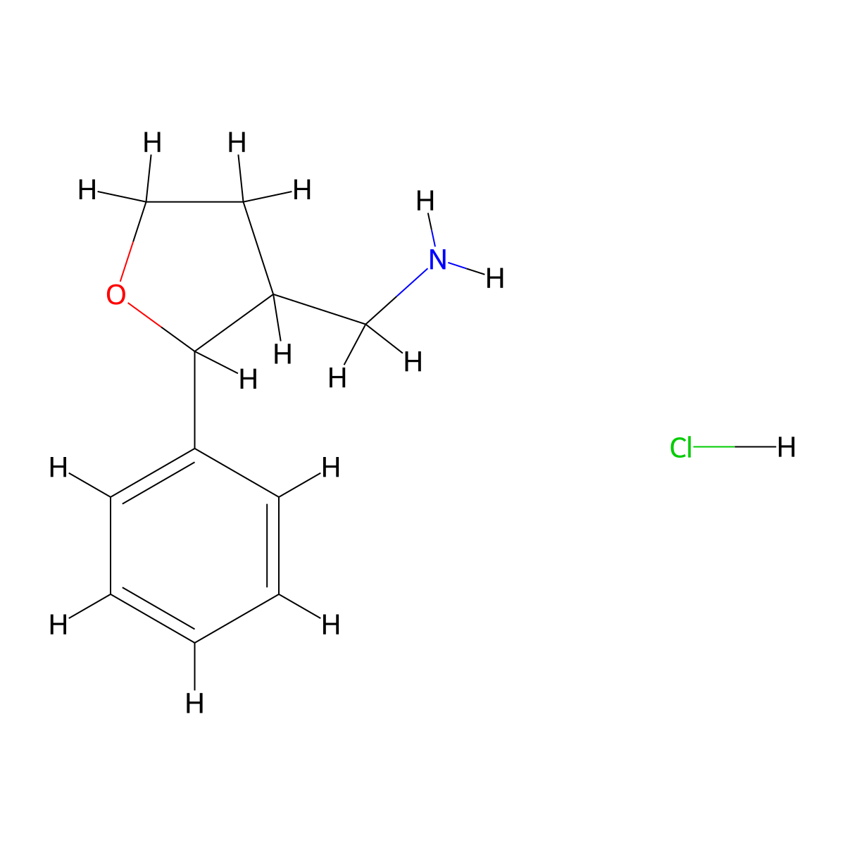 (2-Phenyloxolan-3-yl)methanamine hydrochloride molecular structure, CAS 2137791-41-2