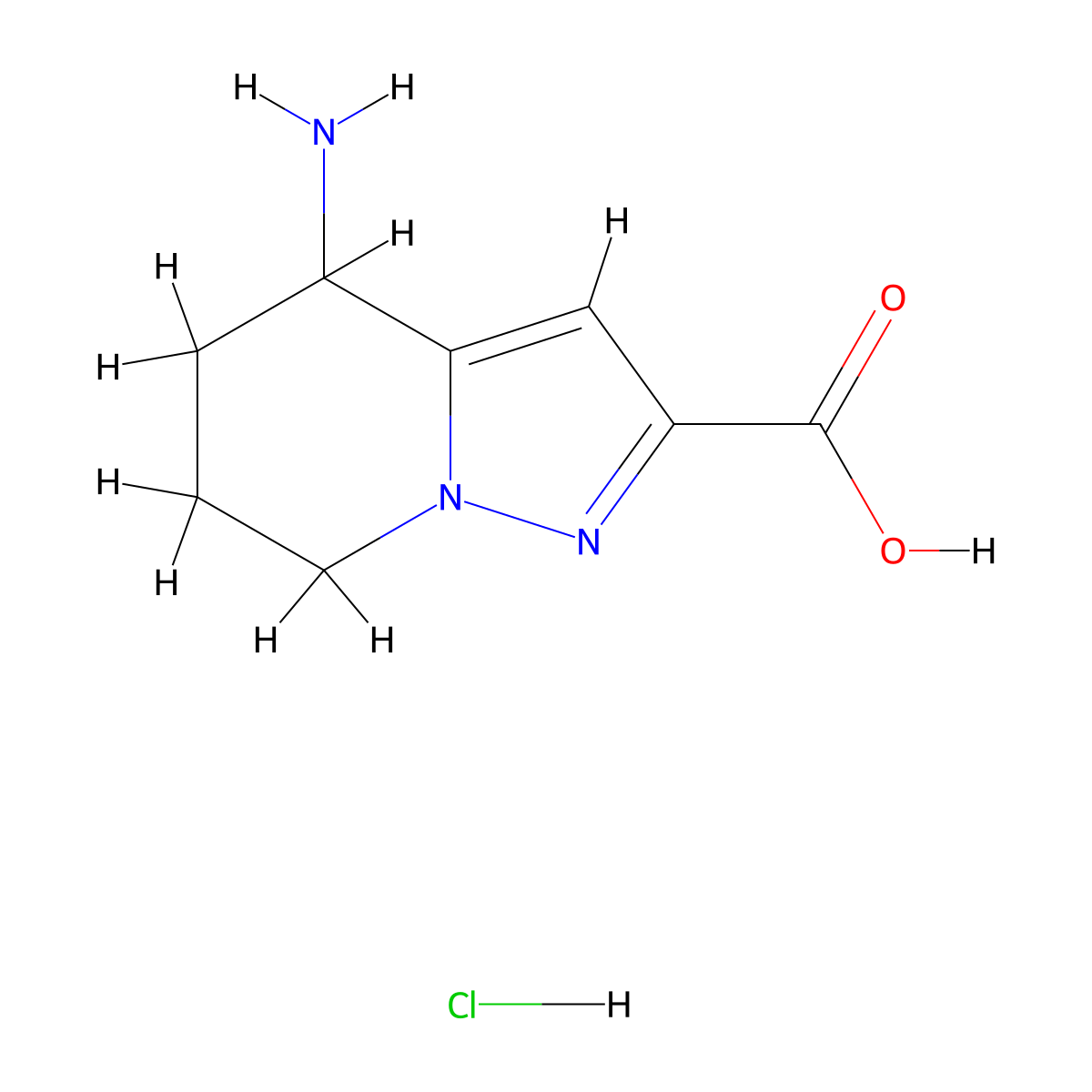 4-amino-4H,5H,6H,7H-pyrazolo[1,5-a]pyridine-2-carboxylic acid hydrochloride molecular structure, CAS 2137791-52-5
