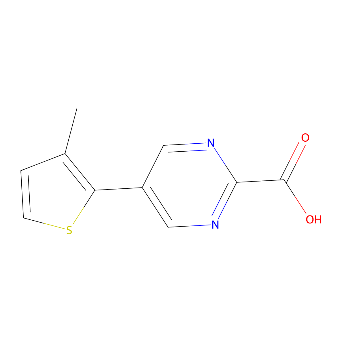 5-(3-Methylthiophen-2-yl)pyrimidine-2-carboxylic acid molecular structure, CAS 2137792-52-8