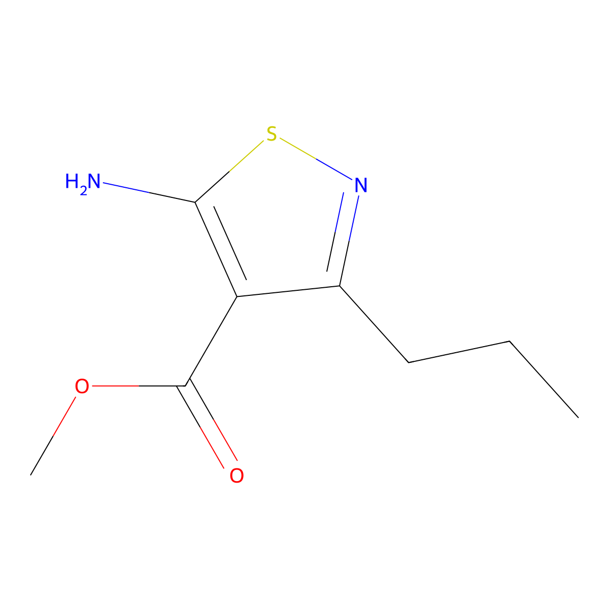Methyl 5-amino-3-propyl-1,2-thiazole-4-carboxylate molecular structure, CAS 2137792-55-1