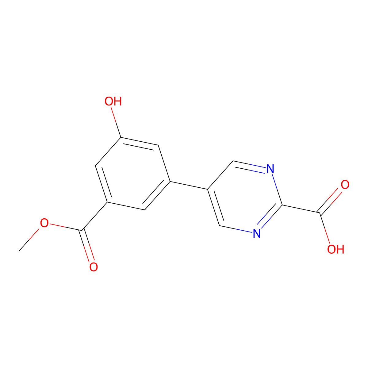 5-[3-Hydroxy-5-(methoxycarbonyl)phenyl]pyrimidine-2-carboxylic acid molecular structure, CAS 2137792-61-9