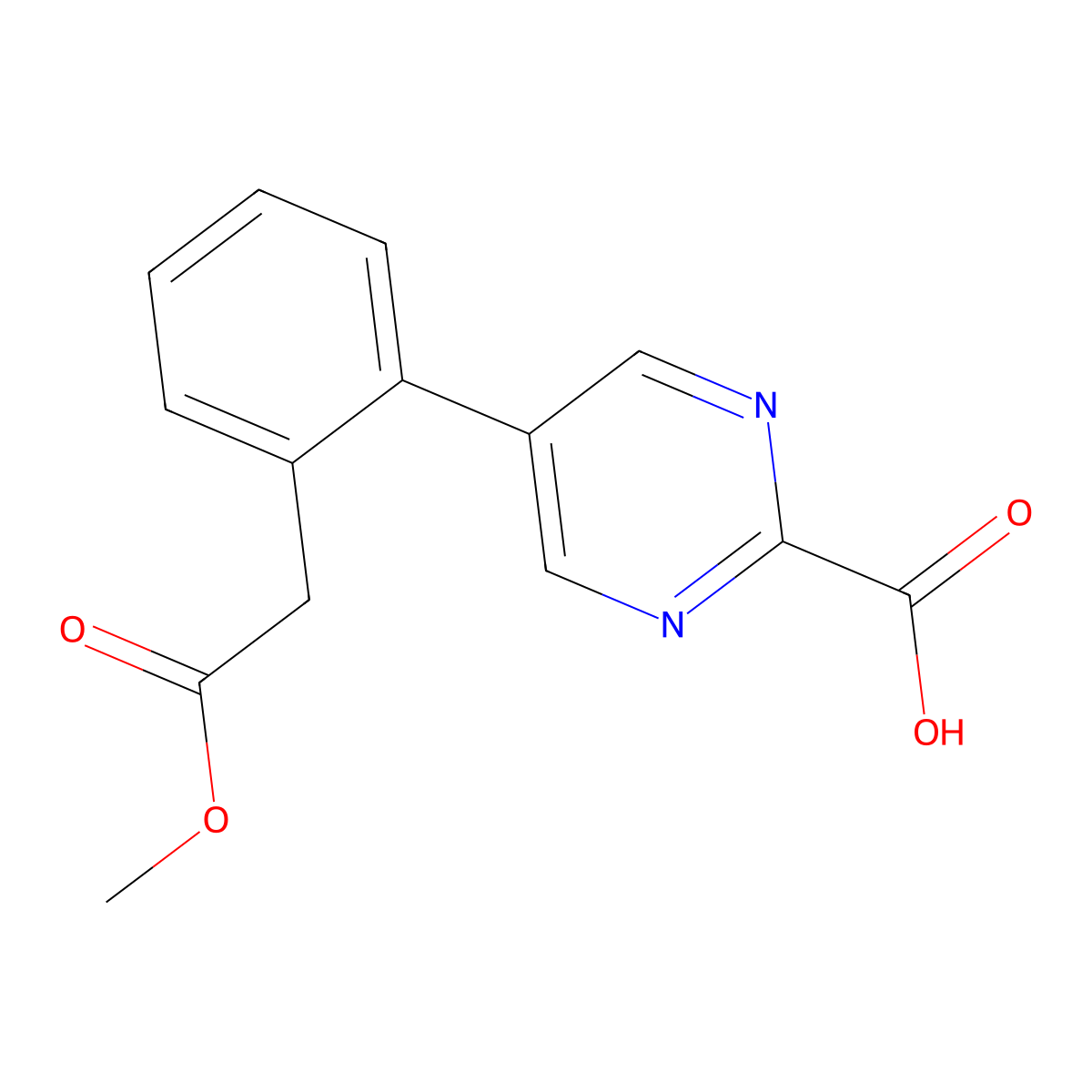 5-[2-(2-Methoxy-2-oxoethyl)phenyl]pyrimidine-2-carboxylic acid molecular structure, CAS 2137792-65-3