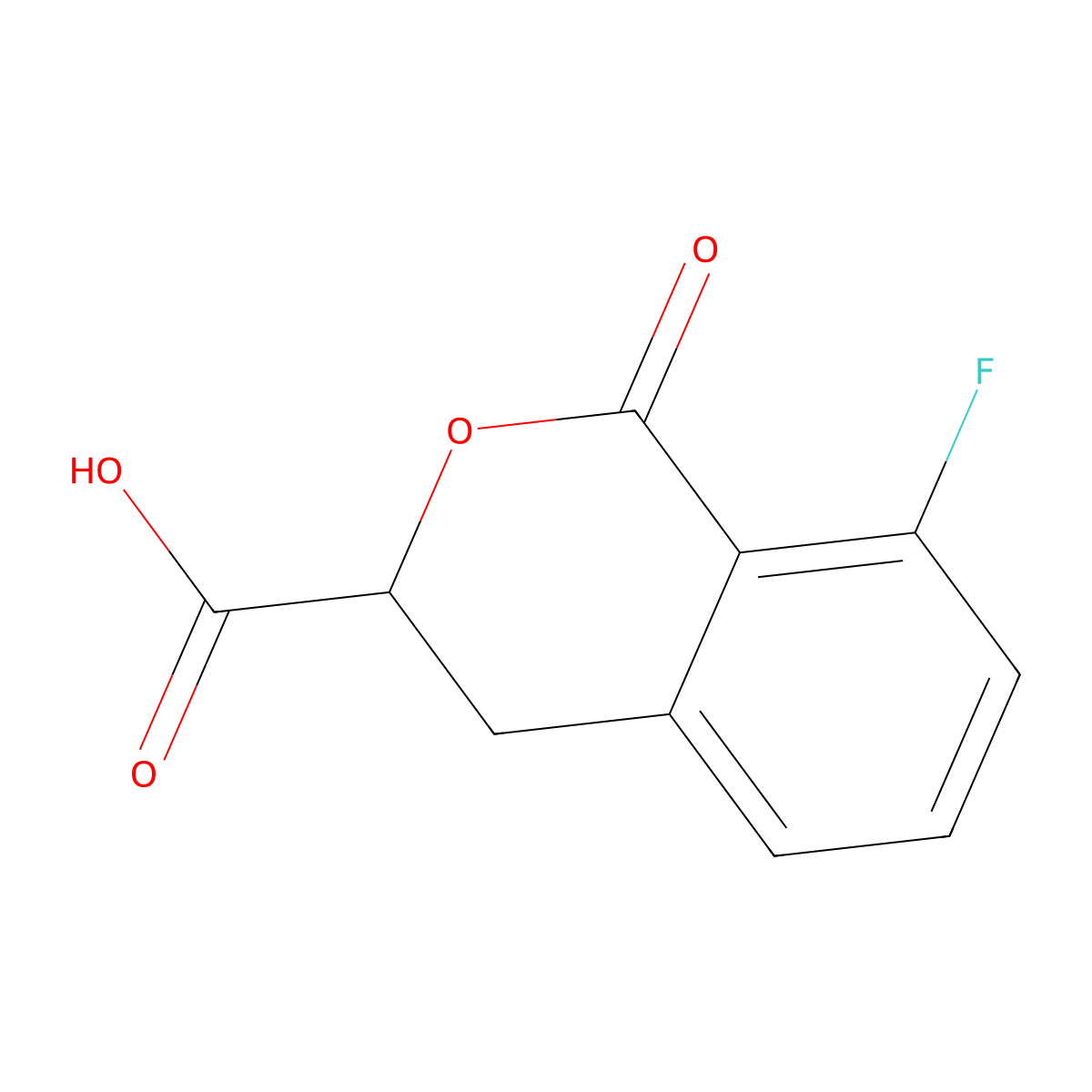 8-fluoro-1-oxo-3,4-dihydro-1H-2-benzopyran-3-carboxylic acid molecular structure, CAS 2137792-75-5