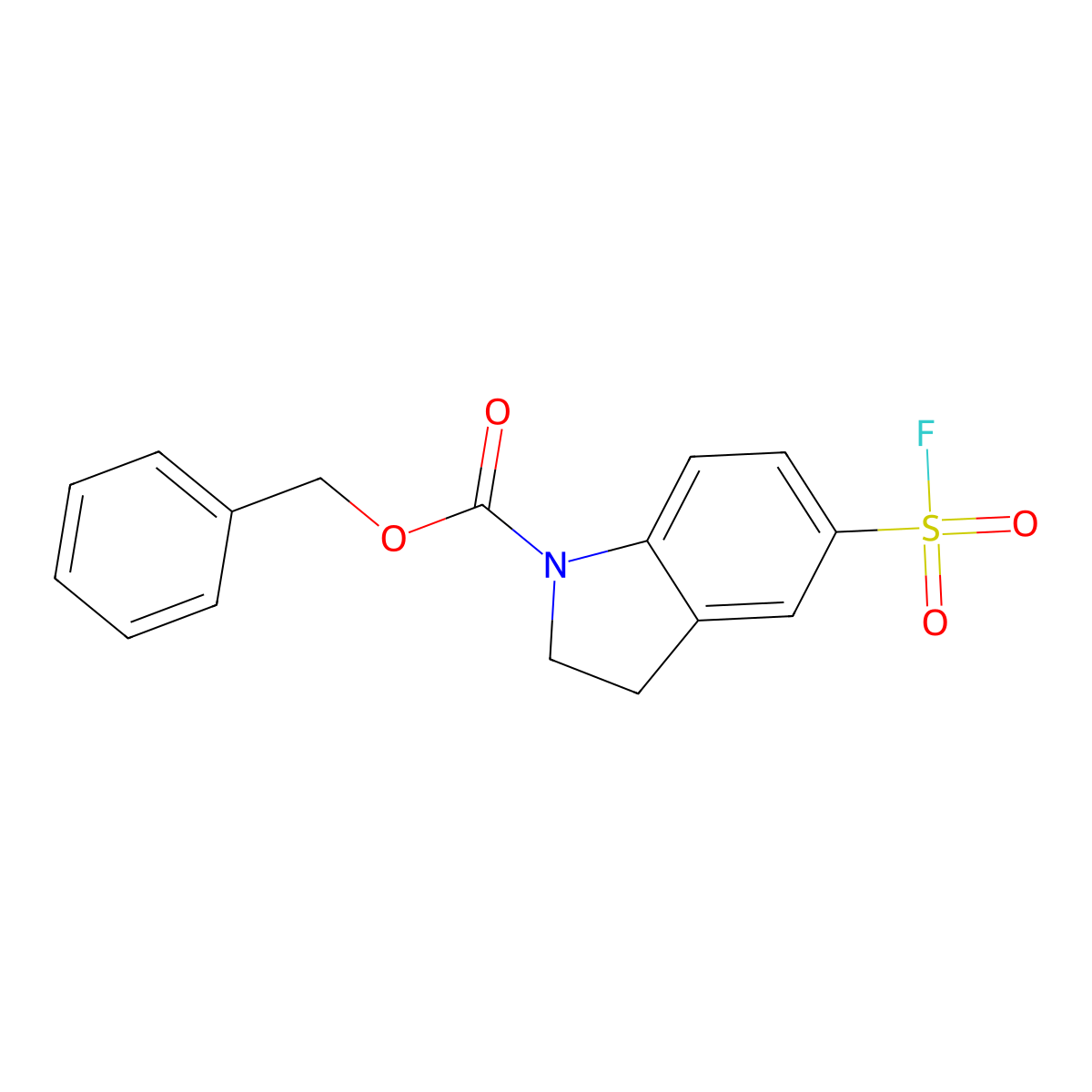 benzyl 5-(fluorosulfonyl)-2,3-dihydro-1H-indole-1-carboxylate molecular structure, CAS 2137792-98-2