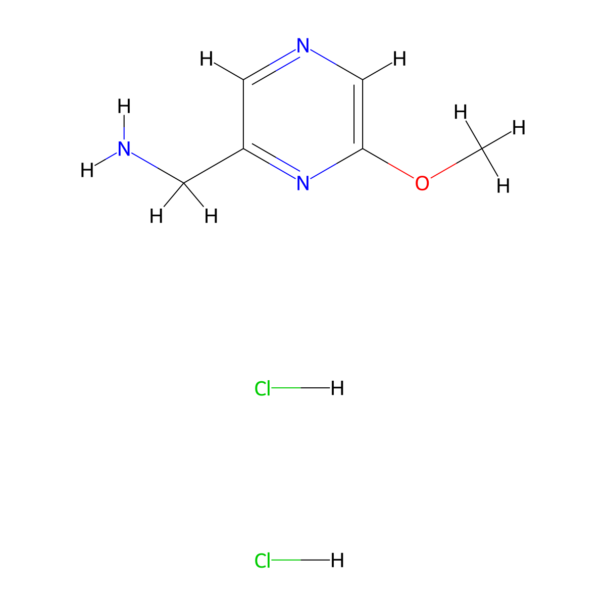 (6-Methoxypyrazin-2-yl)methanamine dihydrochloride molecular structure, CAS 2137793-02-1
