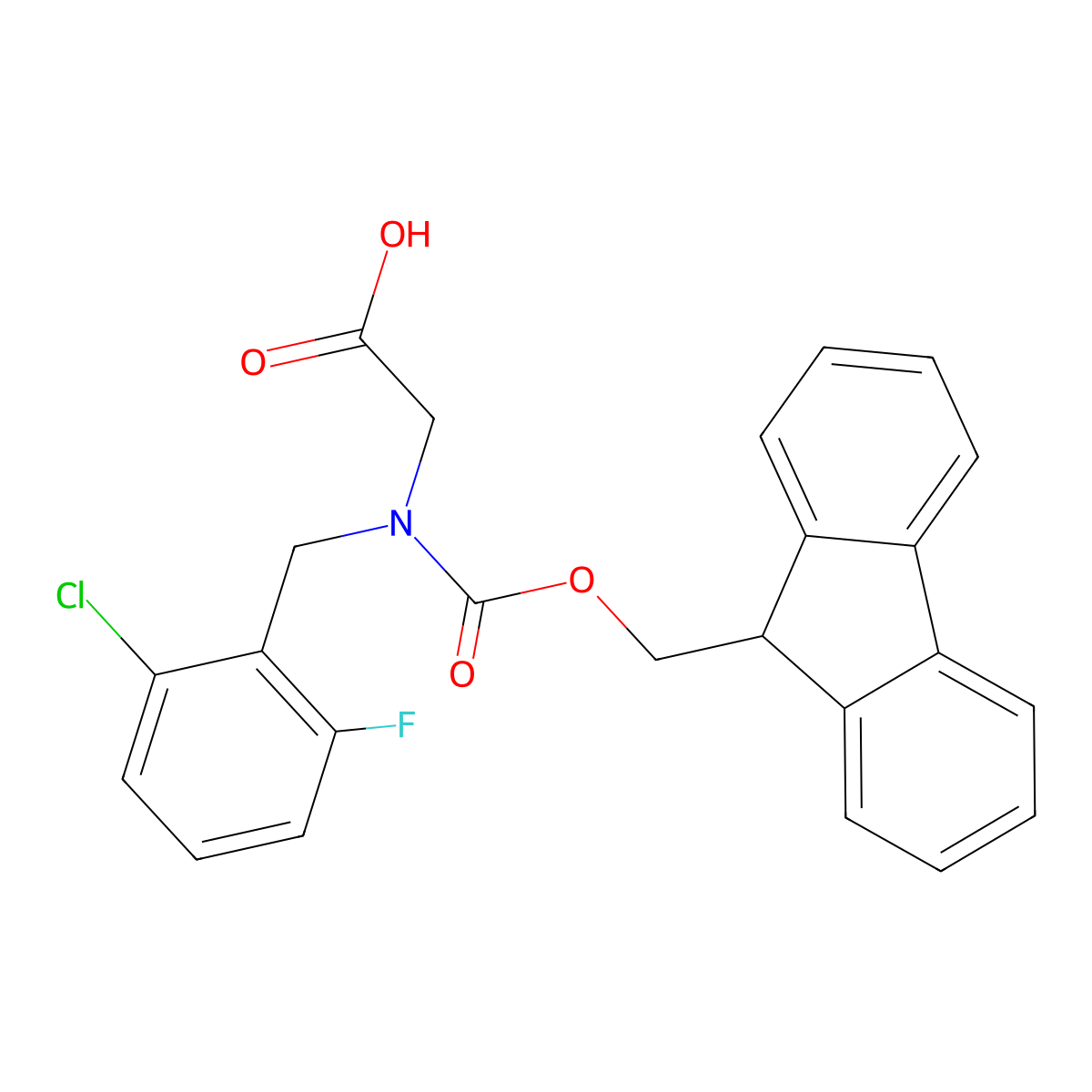 2-{[(2-chloro-6-fluorophenyl)methyl]({[(9H-fluoren-9-yl)methoxy]carbonyl})amino}acetic acid molecular structure, CAS 2137793-20-3