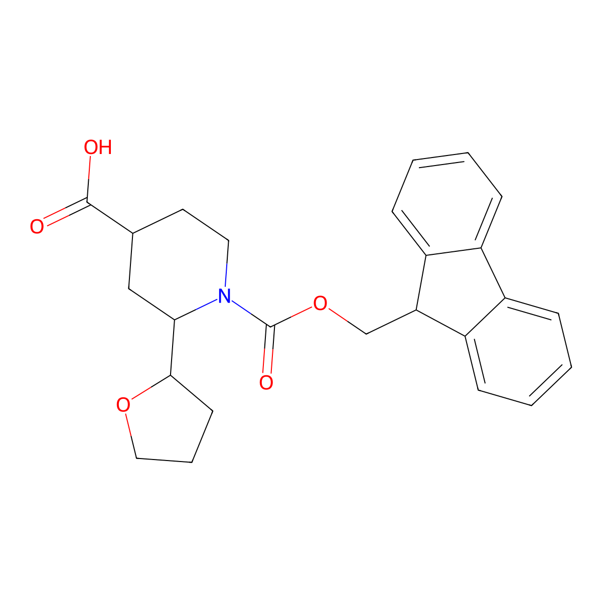 1-{[(9H-fluoren-9-yl)methoxy]carbonyl}-2-(oxolan-2-yl)piperidine-4-carboxylic acid molecular structure, CAS 2137793-34-9