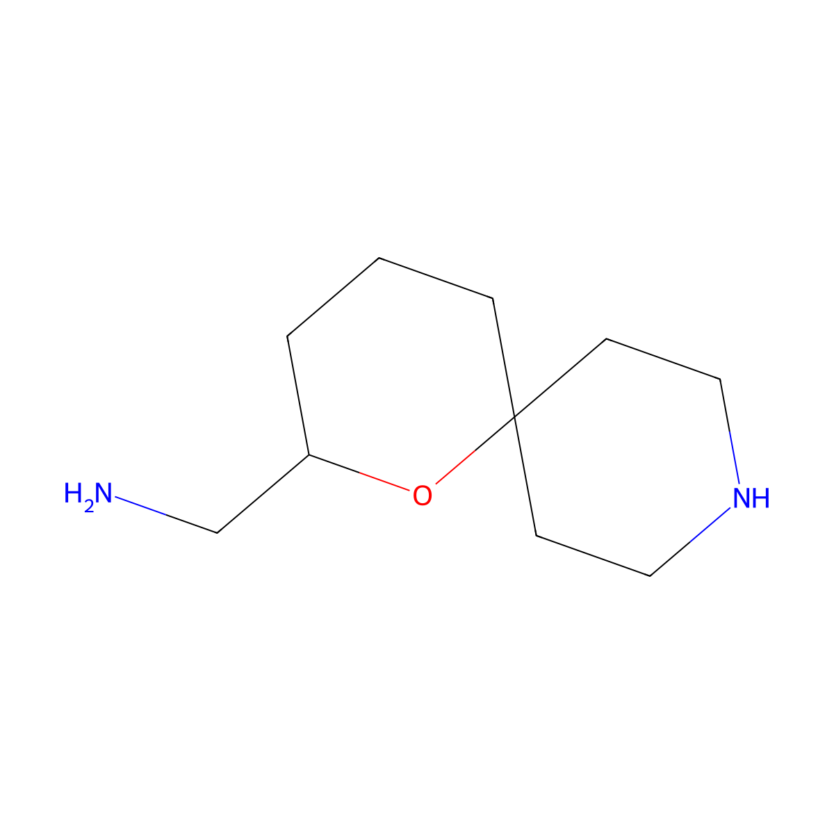 {1-Oxa-9-azaspiro[5.5]undecan-2-yl}methanamine molecular structure, CAS 2137794-52-4