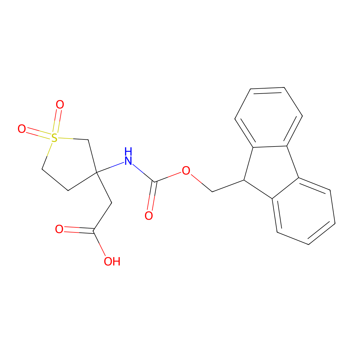 2-[3-({[(9H-fluoren-9-yl)methoxy]carbonyl}amino)-1,1-dioxo-1lambda6-thiolan-3-yl]aceticacid molecular structure, CAS 2137794-64-8