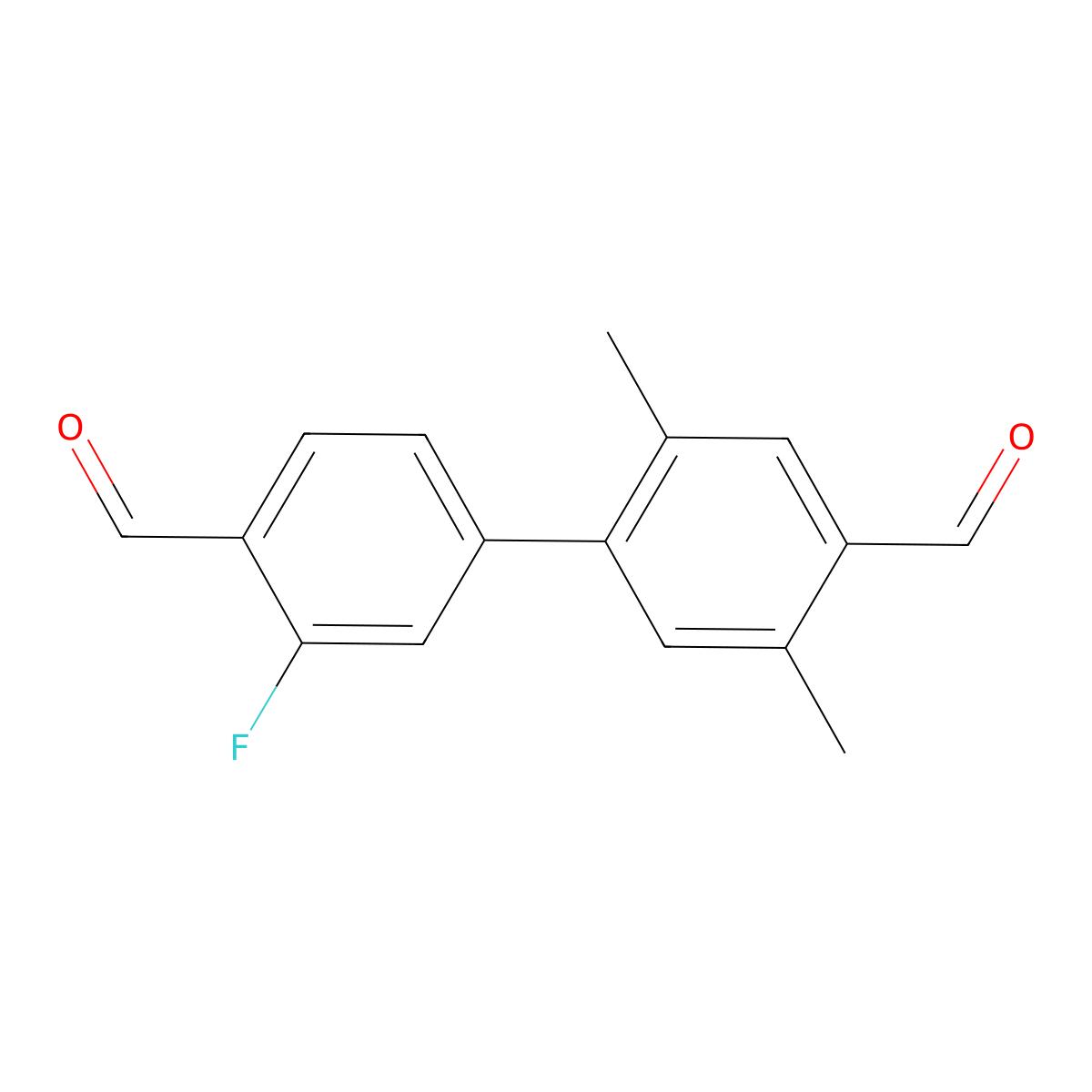 4-(3-Fluoro-4-formylphenyl)-2,5-dimethylbenzaldehyde molecular structure, CAS 2137794-81-9