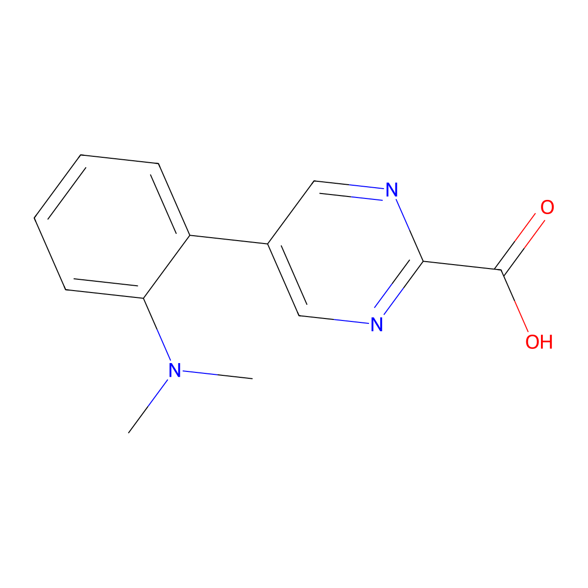 5-[2-(Dimethylamino)phenyl]pyrimidine-2-carboxylic acid molecular structure, CAS 2137795-03-8