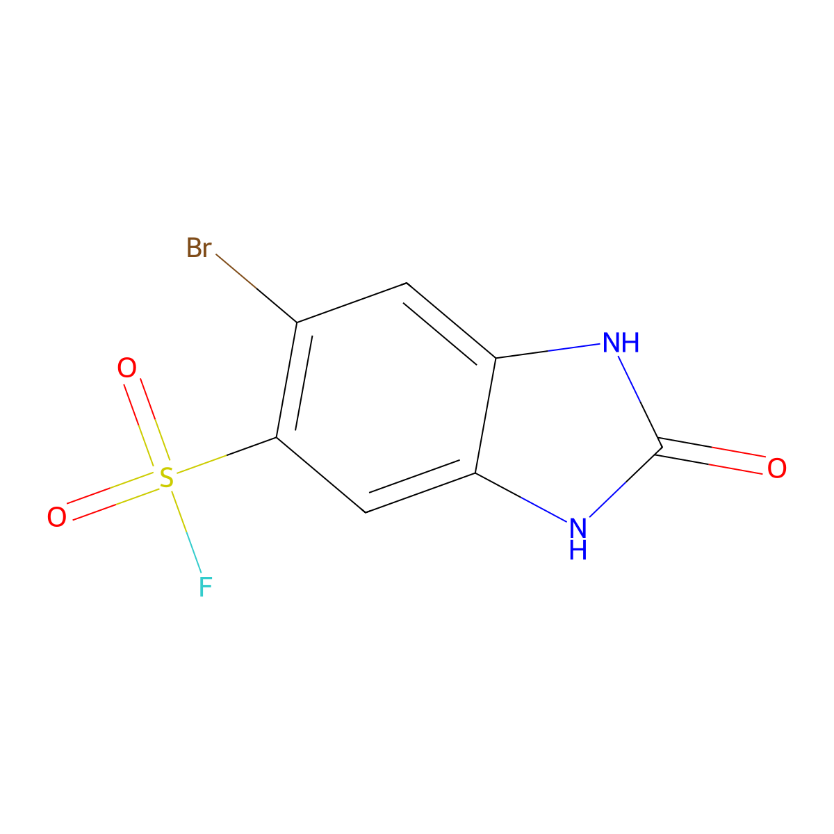 6-bromo-2-oxo-2,3-dihydro-1H-1,3-benzodiazole-5-sulfonyl fluoride molecular structure, CAS 2137795-38-9