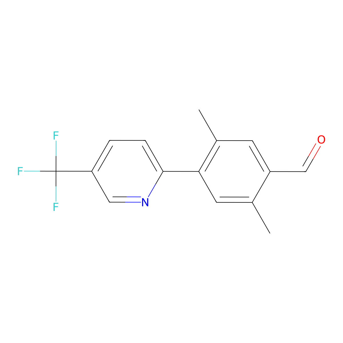 2,5-Dimethyl-4-[5-(trifluoromethyl)pyridin-2-yl]benzaldehyde molecular structure, CAS 2137796-49-5