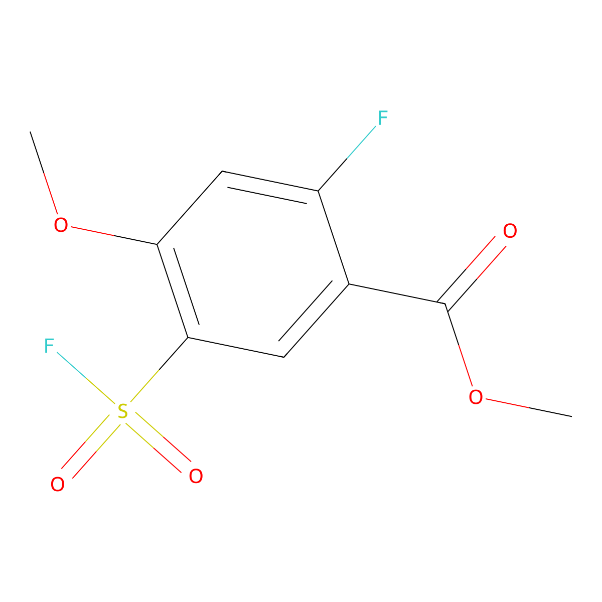 Methyl 2-fluoro-5-(fluorosulfonyl)-4-methoxybenzoate molecular structure, CAS 2137797-29-4