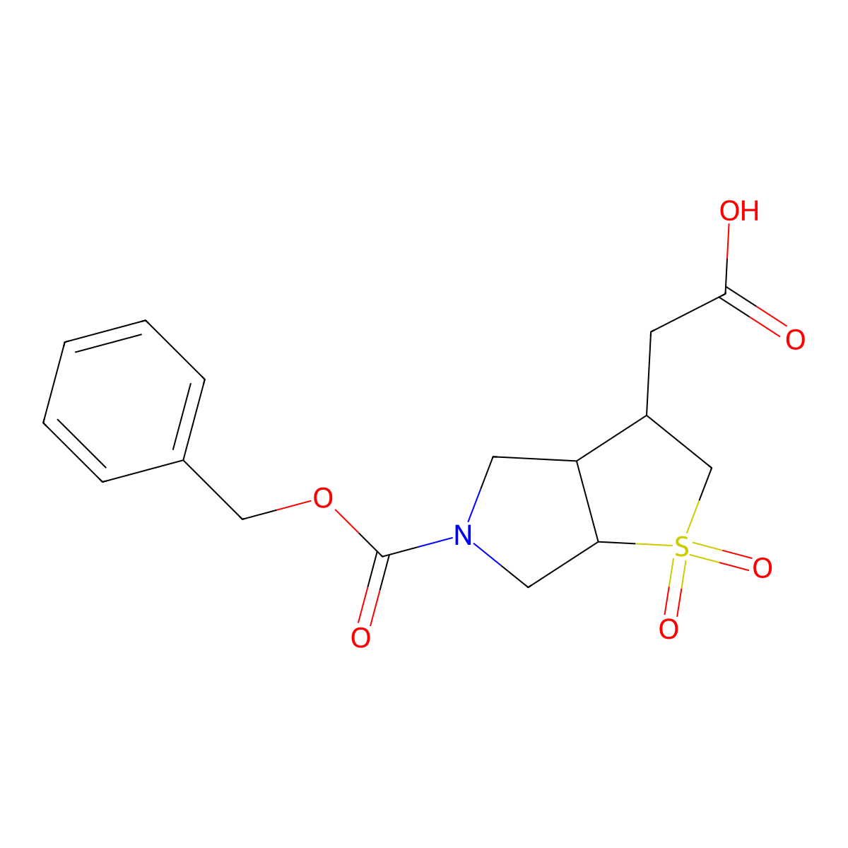 2-{5-[(benzyloxy)carbonyl]-1,1-dioxo-hexahydro-2H-1lambda6-thieno[2,3-c]pyrrol-3-yl}acetic acid molecular structure, CAS 2137797-36-3