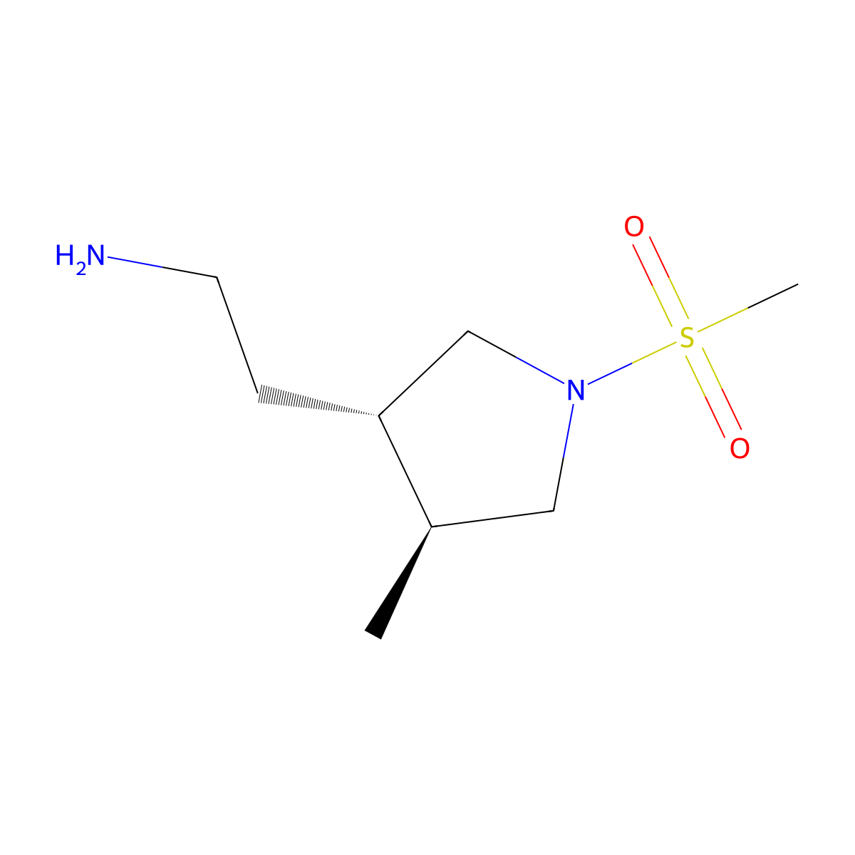 rac-2-[(3R,4R)-1-methanesulfonyl-4-methylpyrrolidin-3-yl]ethan-1-amine molecular structure, CAS 2137797-73-8