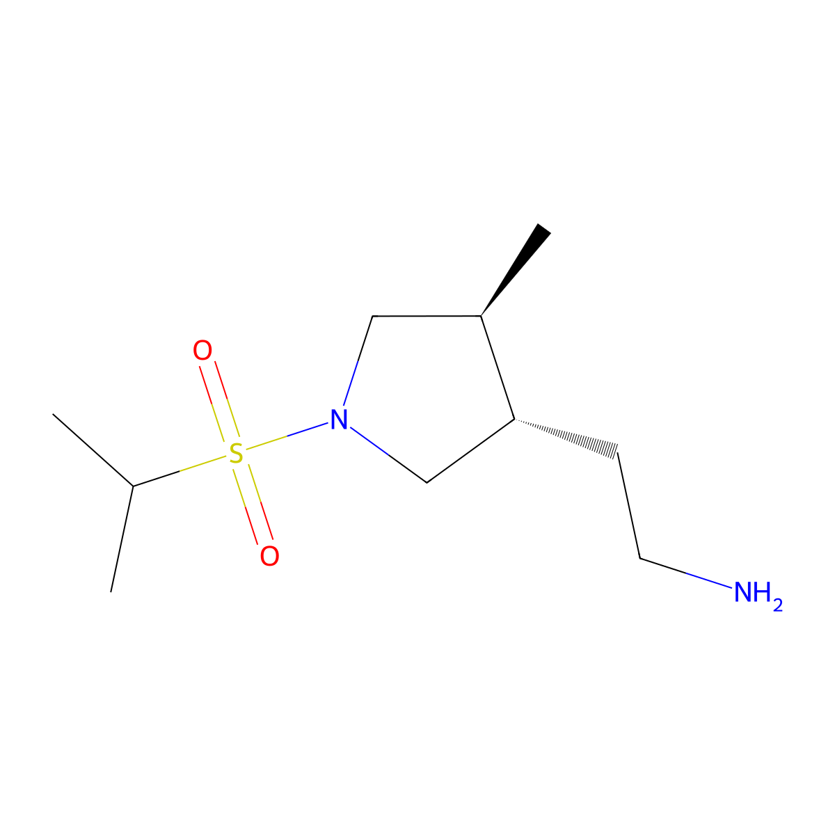 rac-2-[(3R,4R)-4-methyl-1-(propane-2-sulfonyl)pyrrolidin-3-yl]ethan-1-amine molecular structure, CAS 2137797-79-4
