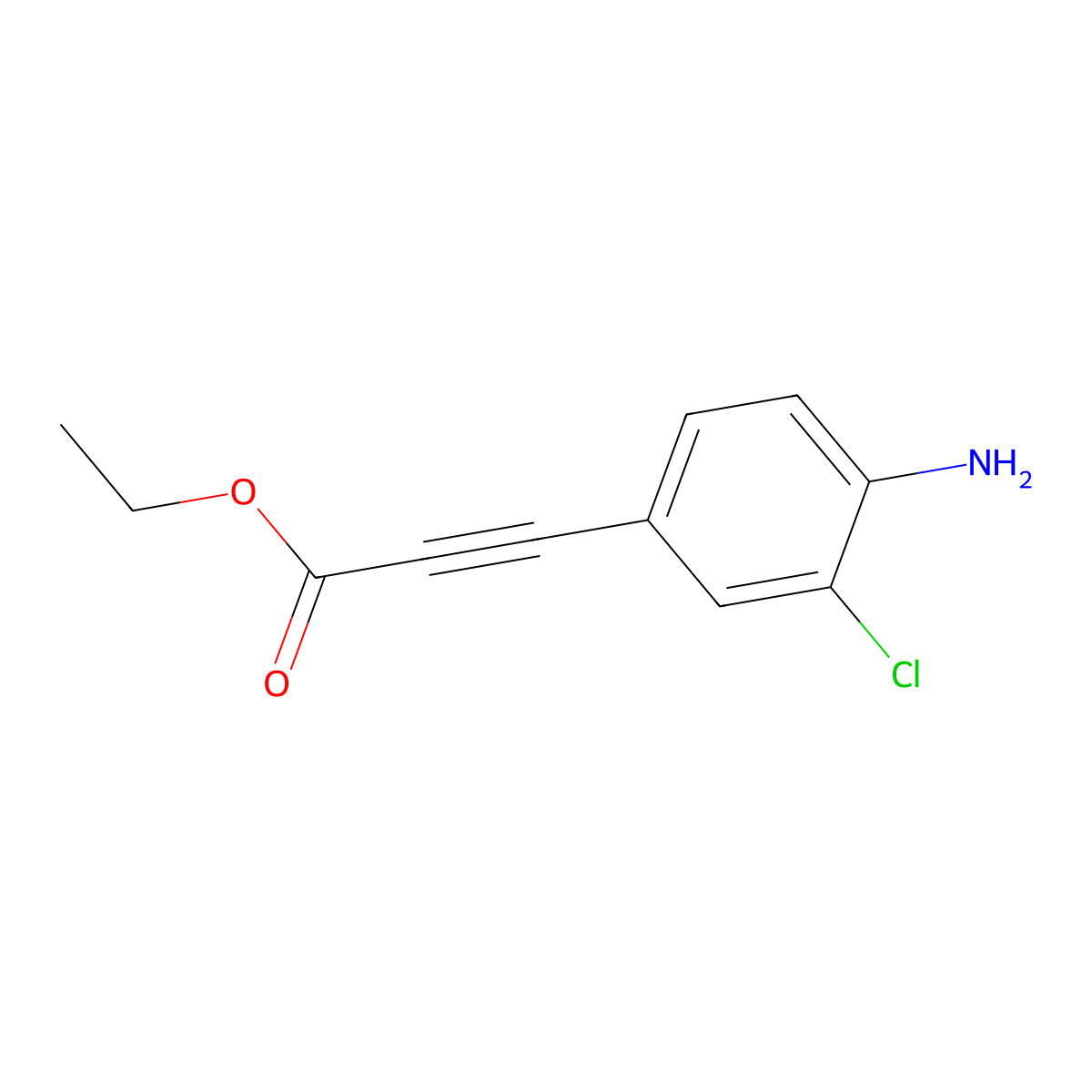 Ethyl 3-(4-amino-3-chlorophenyl)prop-2-ynoate molecular structure, CAS 2137798-40-2