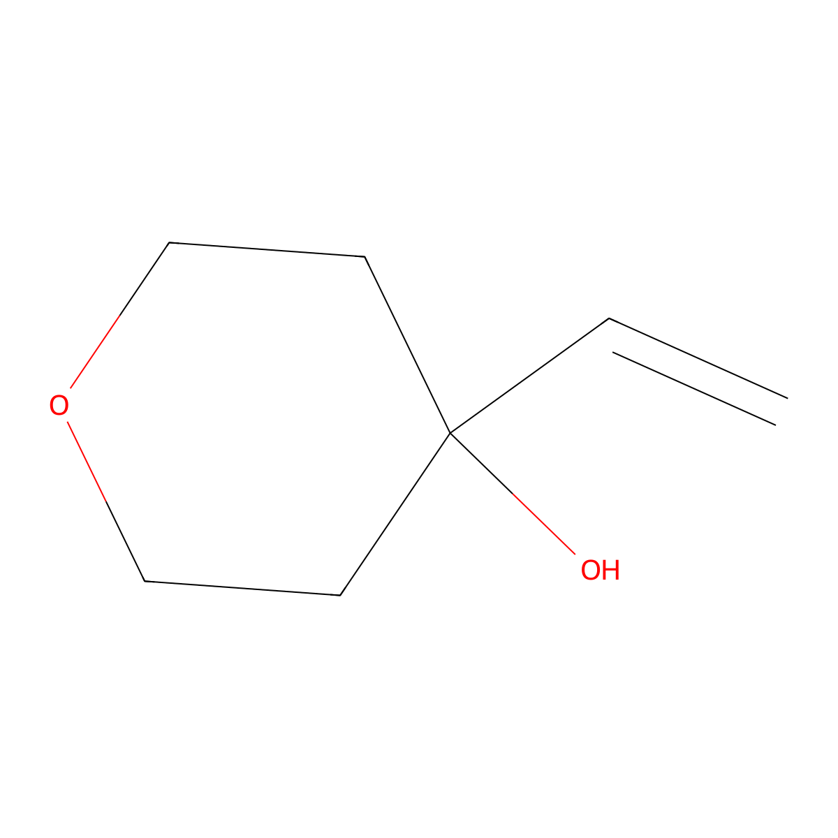 4-Ethenyloxan-4-ol molecular structure, CAS 21378-19-8