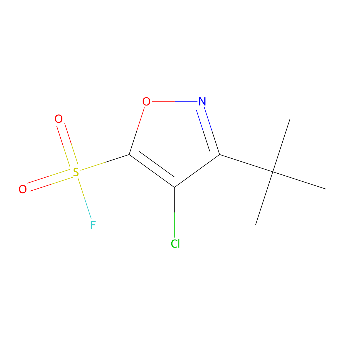 3-Tert-butyl-4-chloro-1,2-oxazole-5-sulfonyl fluoride molecular structure, CAS 2137800-73-6
