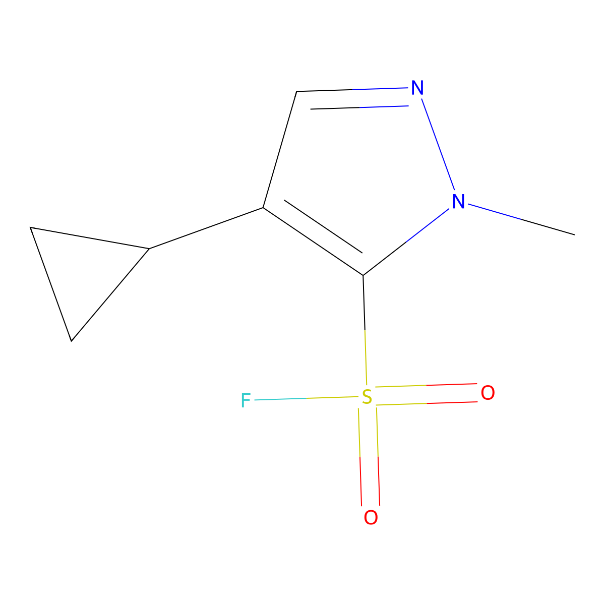 4-cyclopropyl-1-methyl-1H-pyrazole-5-sulfonyl fluoride molecular structure, CAS 2137800-78-1