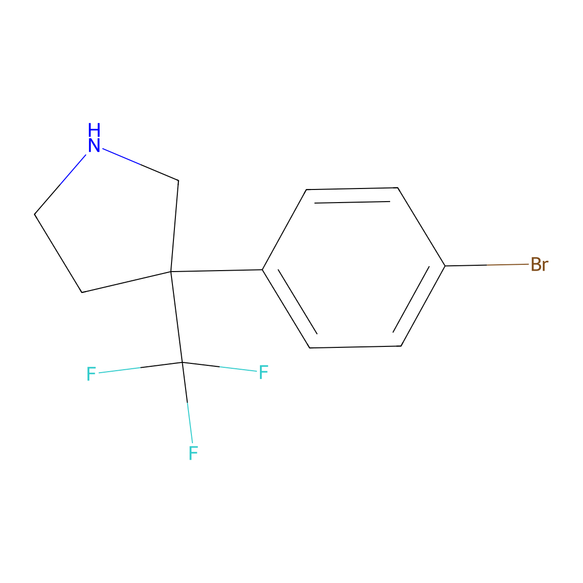 3-(4-Bromophenyl)-3-(trifluoromethyl)pyrrolidine molecular structure, CAS 2137802-47-0