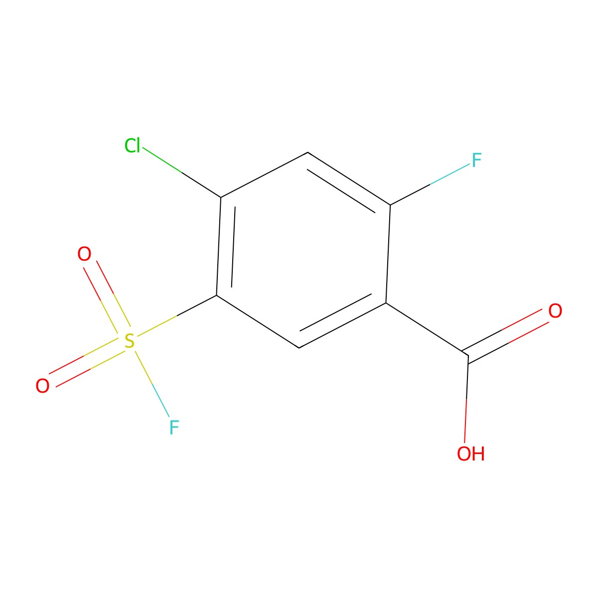 4-Chloro-2-fluoro-5-(fluorosulfonyl)benzoic acid molecular structure, CAS 2137802-50-5