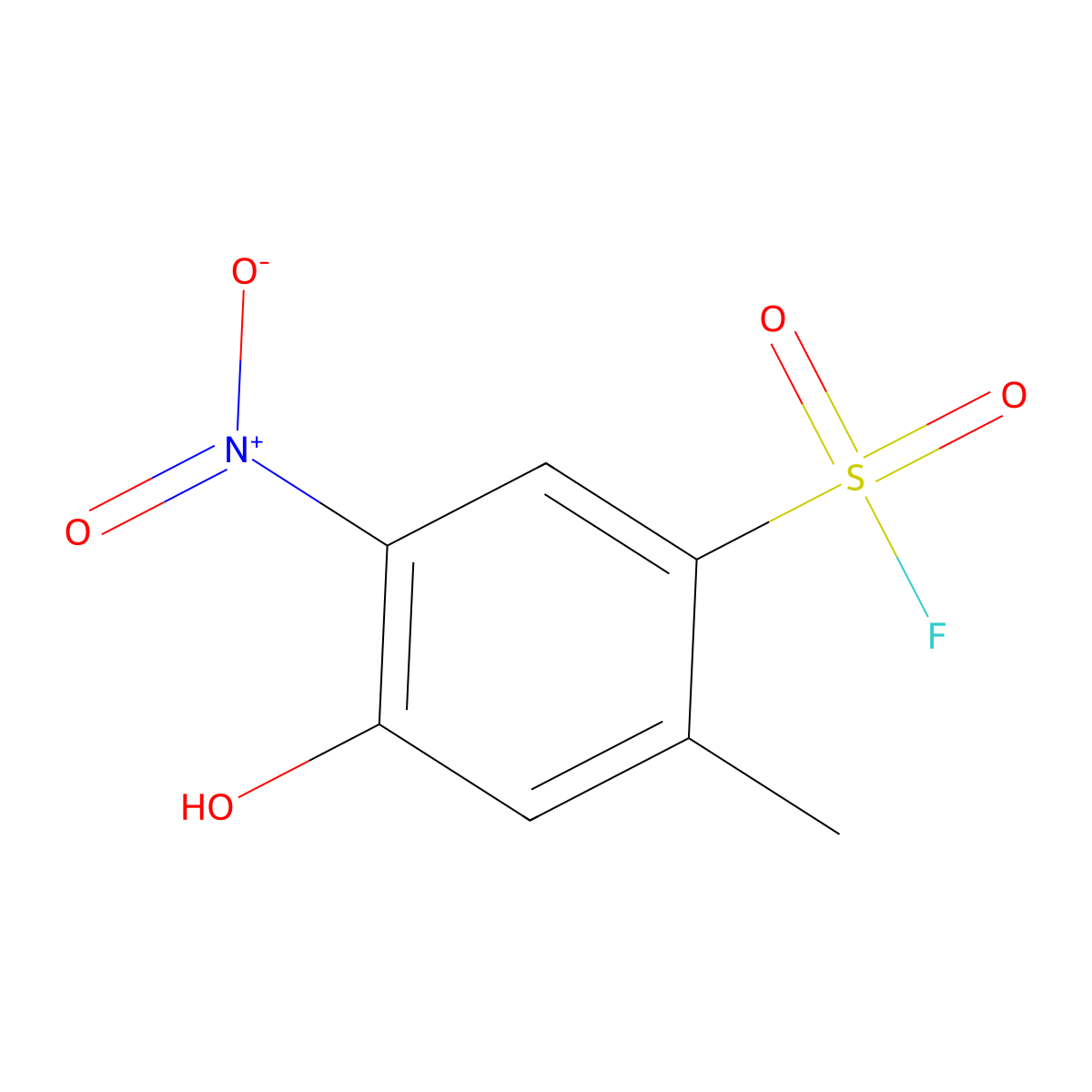 4-Hydroxy-2-methyl-5-nitrobenzene-1-sulfonyl fluoride molecular structure, CAS 2137802-74-3