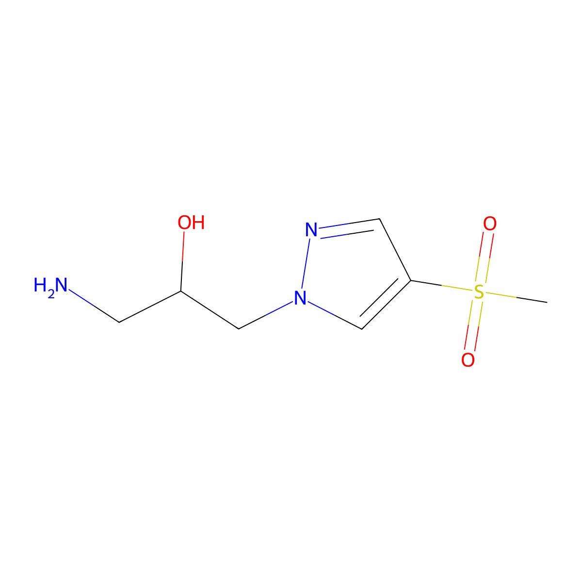 1-amino-3-(4-methanesulfonyl-1H-pyrazol-1-yl)propan-2-ol molecular structure, CAS 2137803-20-2