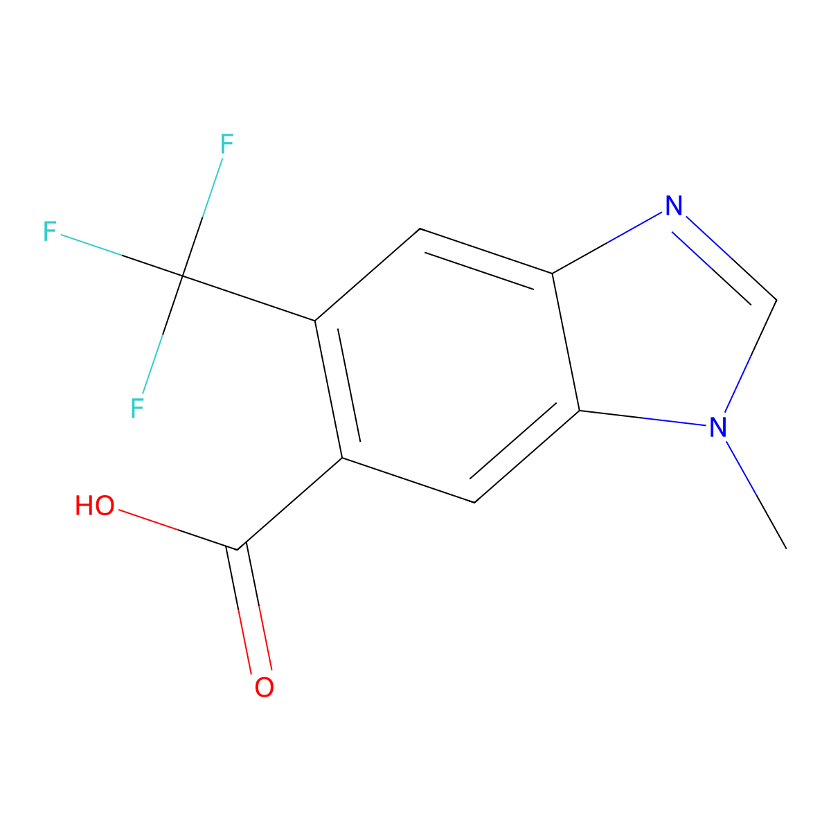 1-methyl-5-(trifluoromethyl)-1H-1,3-benzodiazole-6-carboxylic acid molecular structure, CAS 2137805-11-7