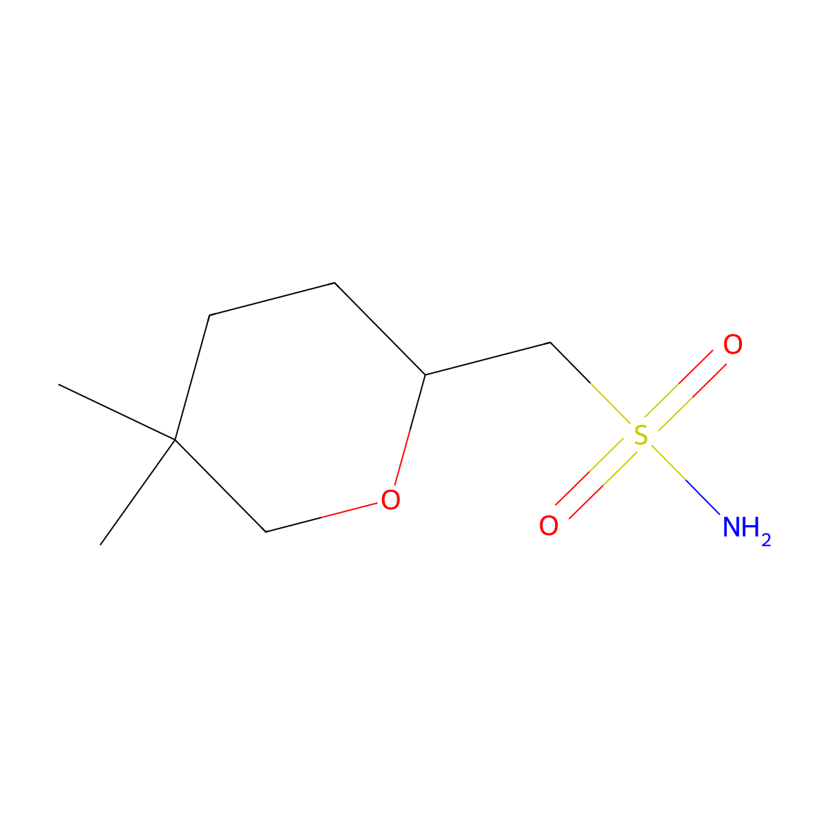 (5,5-Dimethyloxan-2-yl)methanesulfonamide molecular structure, CAS 2137805-21-9