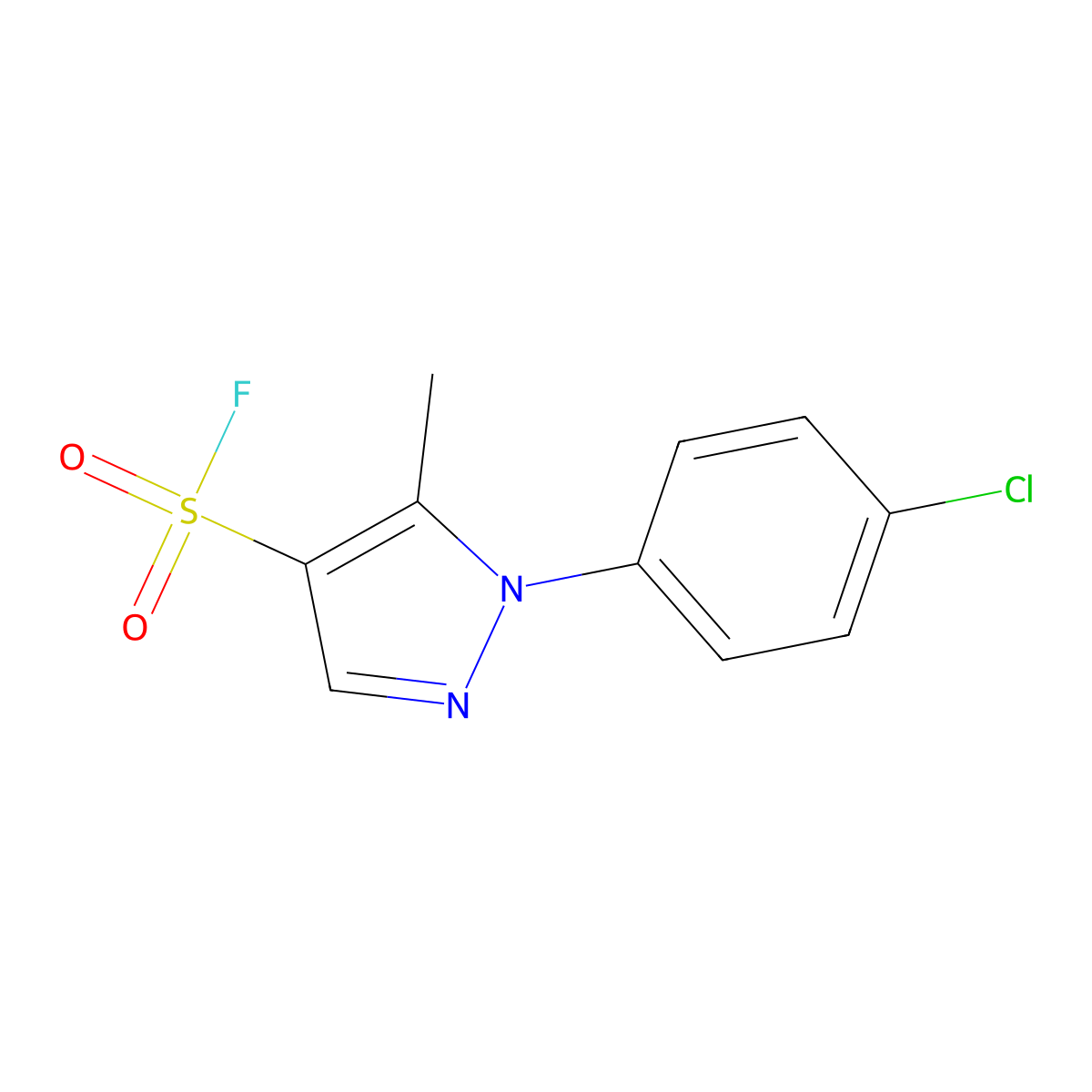 1-(4-chlorophenyl)-5-methyl-1H-pyrazole-4-sulfonyl fluoride molecular structure, CAS 2137806-45-0