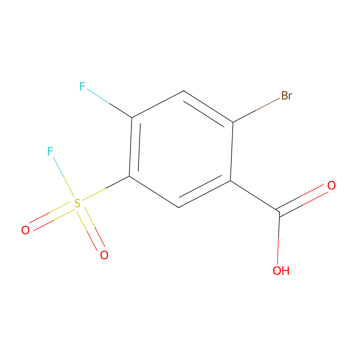 2-Bromo-4-fluoro-5-(fluorosulfonyl)benzoic acid molecular structure, CAS 2137807-12-4