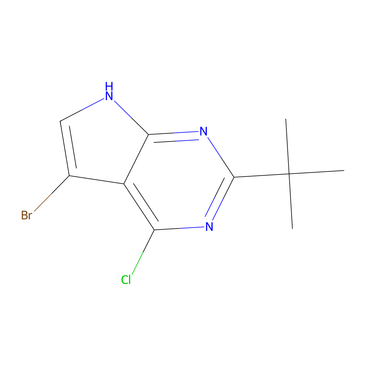5-bromo-2-tert-butyl-4-chloro-7H-pyrrolo[2,3-d]pyrimidine molecular structure, CAS 2137807-68-0