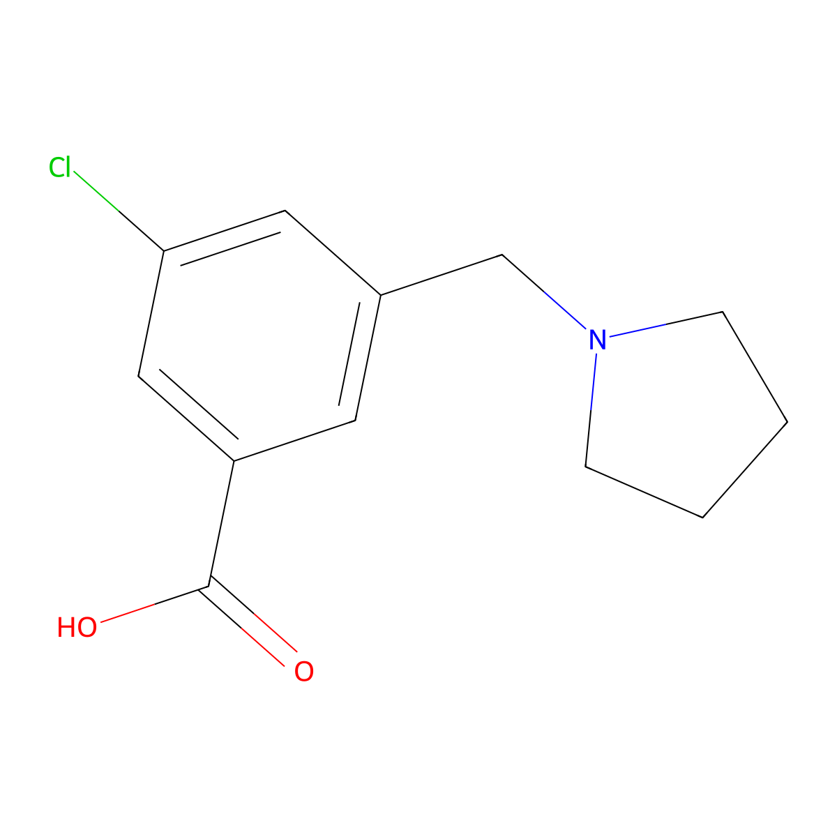 3-Chloro-5-[(pyrrolidin-1-yl)methyl]benzoic acid molecular structure, CAS 2137808-09-2