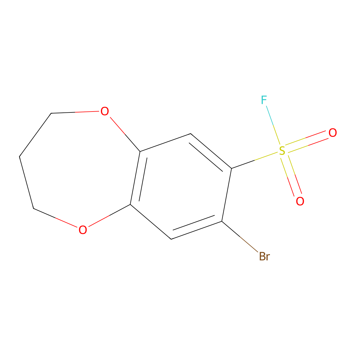 8-bromo-3,4-dihydro-2H-1,5-benzodioxepine-7-sulfonyl fluoride molecular structure, CAS 2137808-43-4