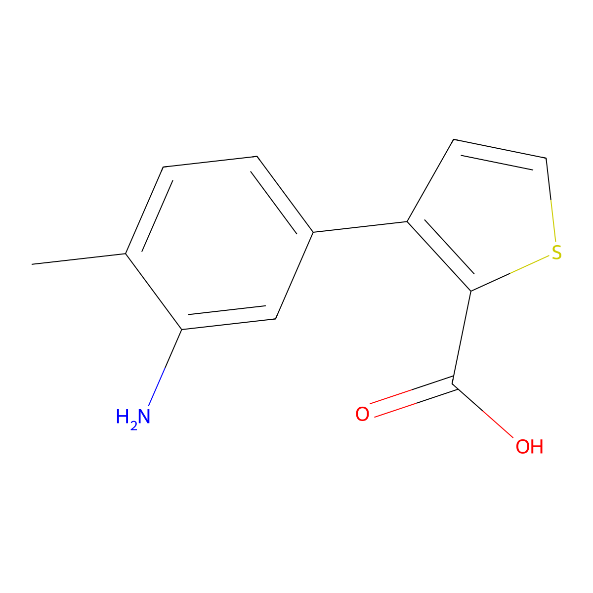 3-(3-Amino-4-methylphenyl)thiophene-2-carboxylic acid molecular structure, CAS 2137808-59-2