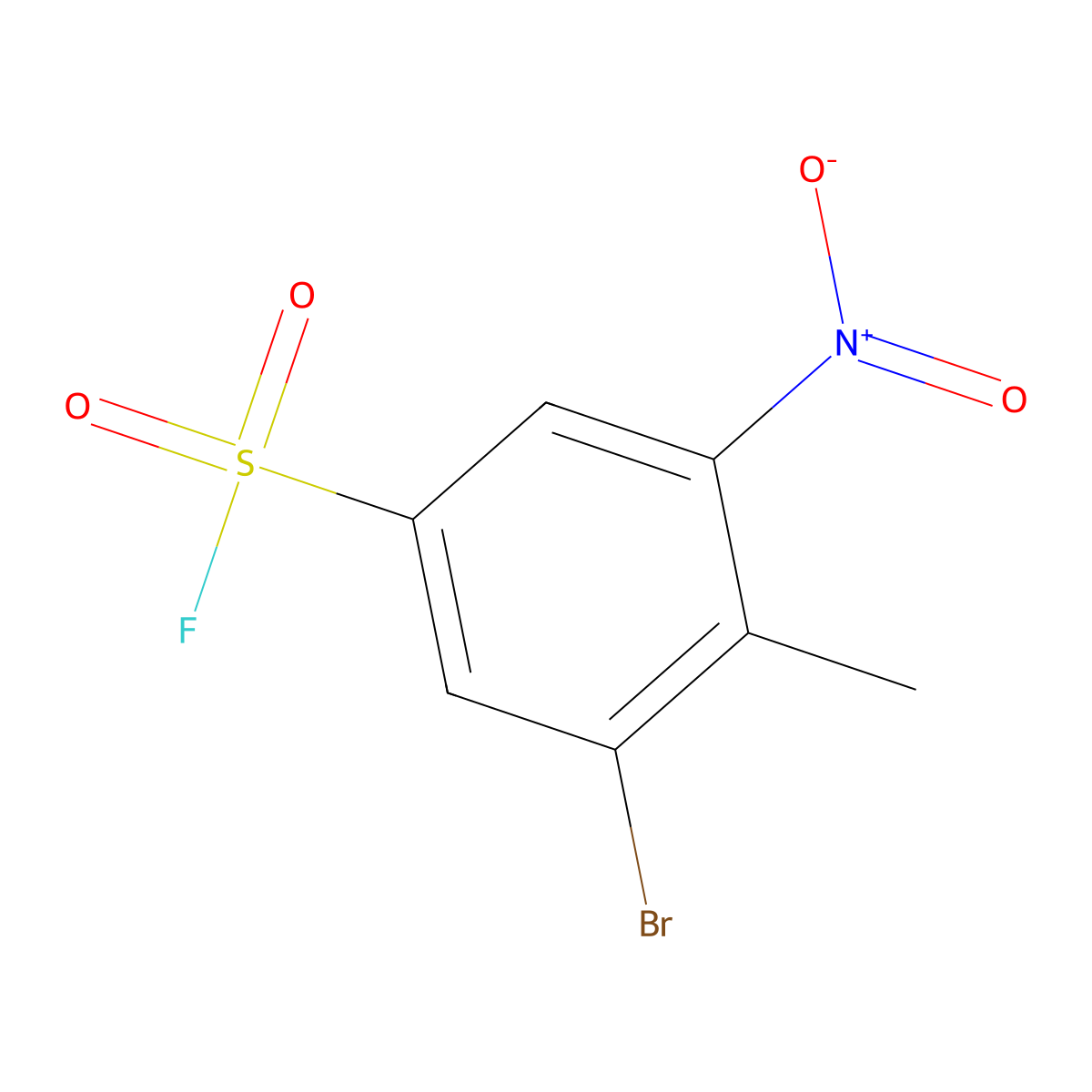 3-Bromo-4-methyl-5-nitrobenzene-1-sulfonyl fluoride molecular structure, CAS 2137809-14-2