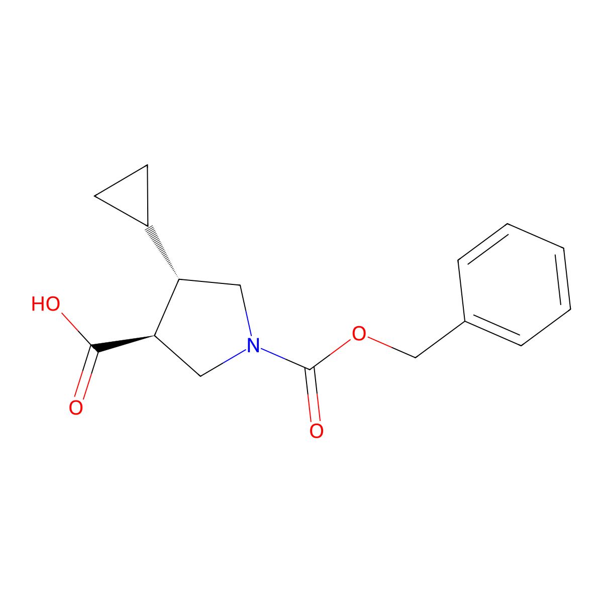 rac-(3R,4R)-1-[(benzyloxy)carbonyl]-4-cyclopropylpyrrolidine-3-carboxylic acid molecular structure, CAS 2137810-41-2