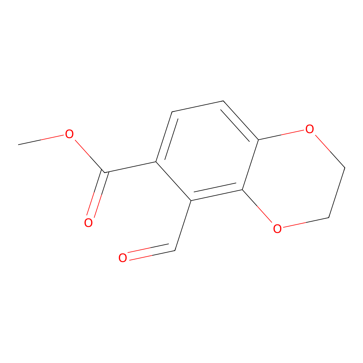 Methyl 5-formyl-2,3-dihydro-1,4-benzodioxine-6-carboxylate molecular structure, CAS 2137811-70-0