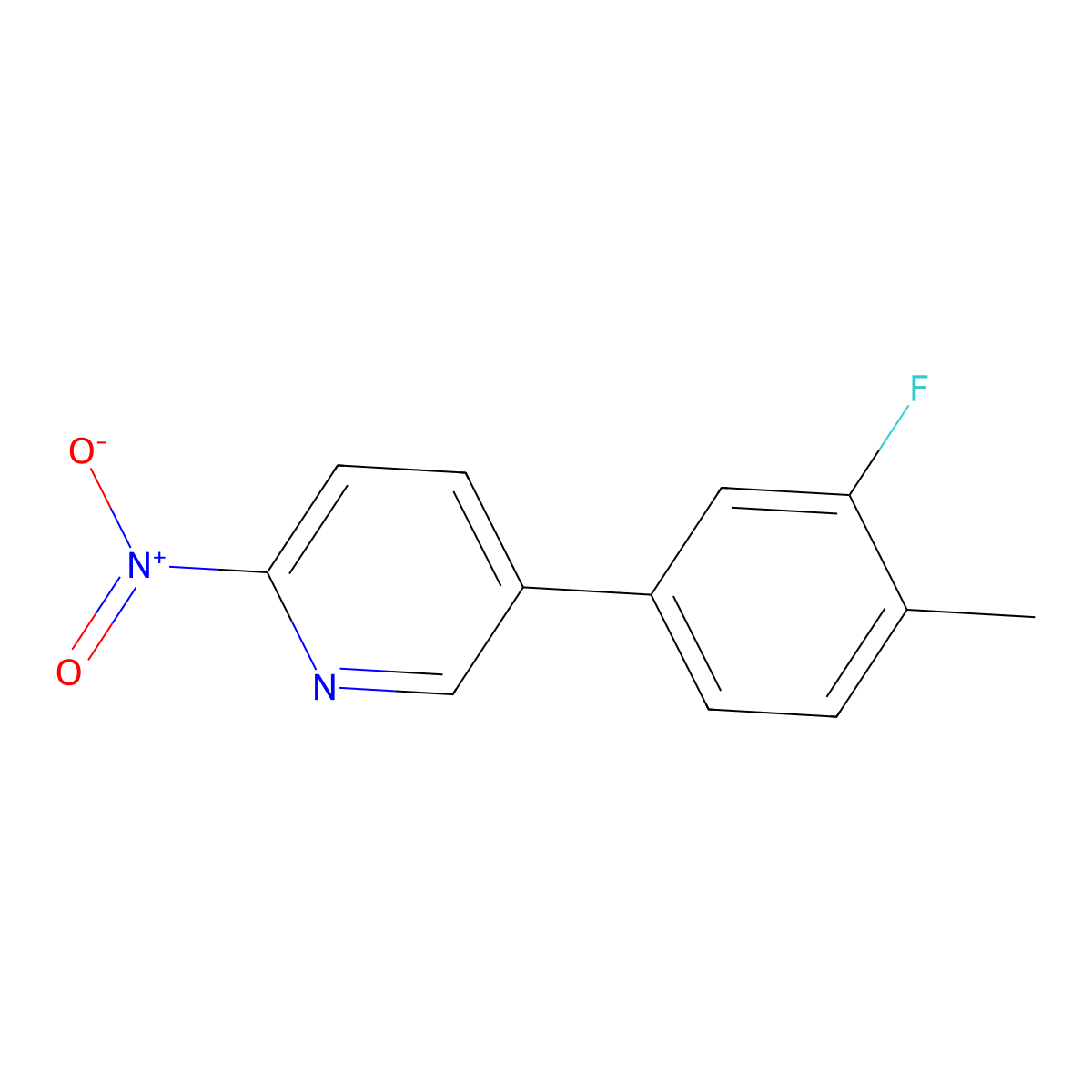 5-(3-Fluoro-4-methylphenyl)-2-nitropyridine molecular structure, CAS 2137811-72-2