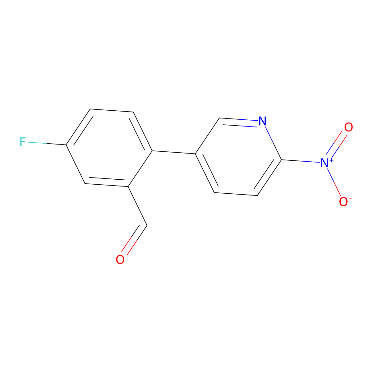 5-Fluoro-2-(6-nitropyridin-3-yl)benzaldehyde molecular structure, CAS 2137811-83-5