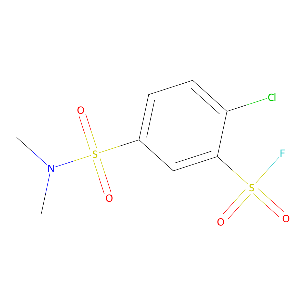 2-Chloro-5-(dimethylsulfamoyl)benzene-1-sulfonyl fluoride molecular structure, CAS 2137812-21-4