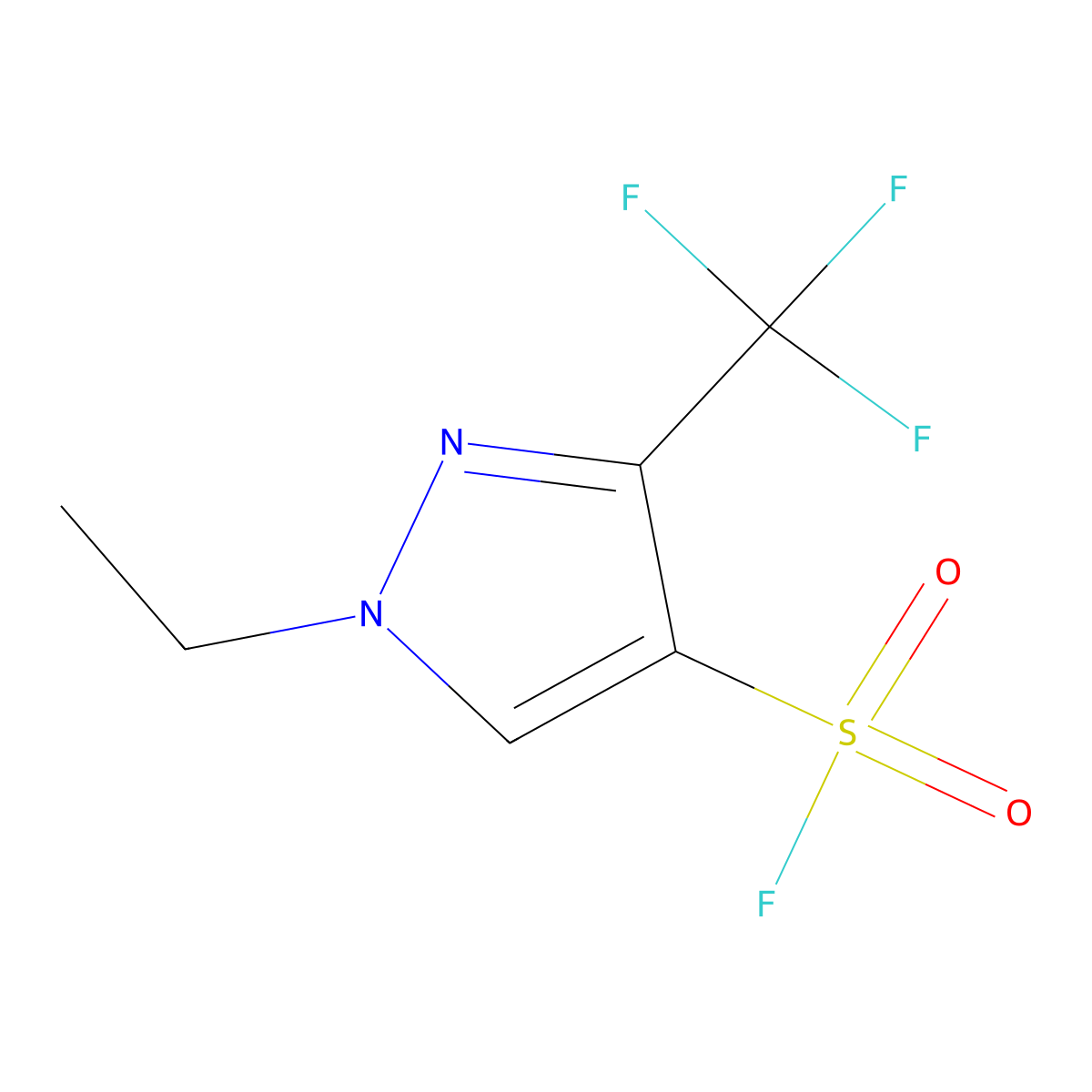 1-ethyl-3-(trifluoromethyl)-1H-pyrazole-4-sulfonyl fluoride molecular structure, CAS 2137812-39-4